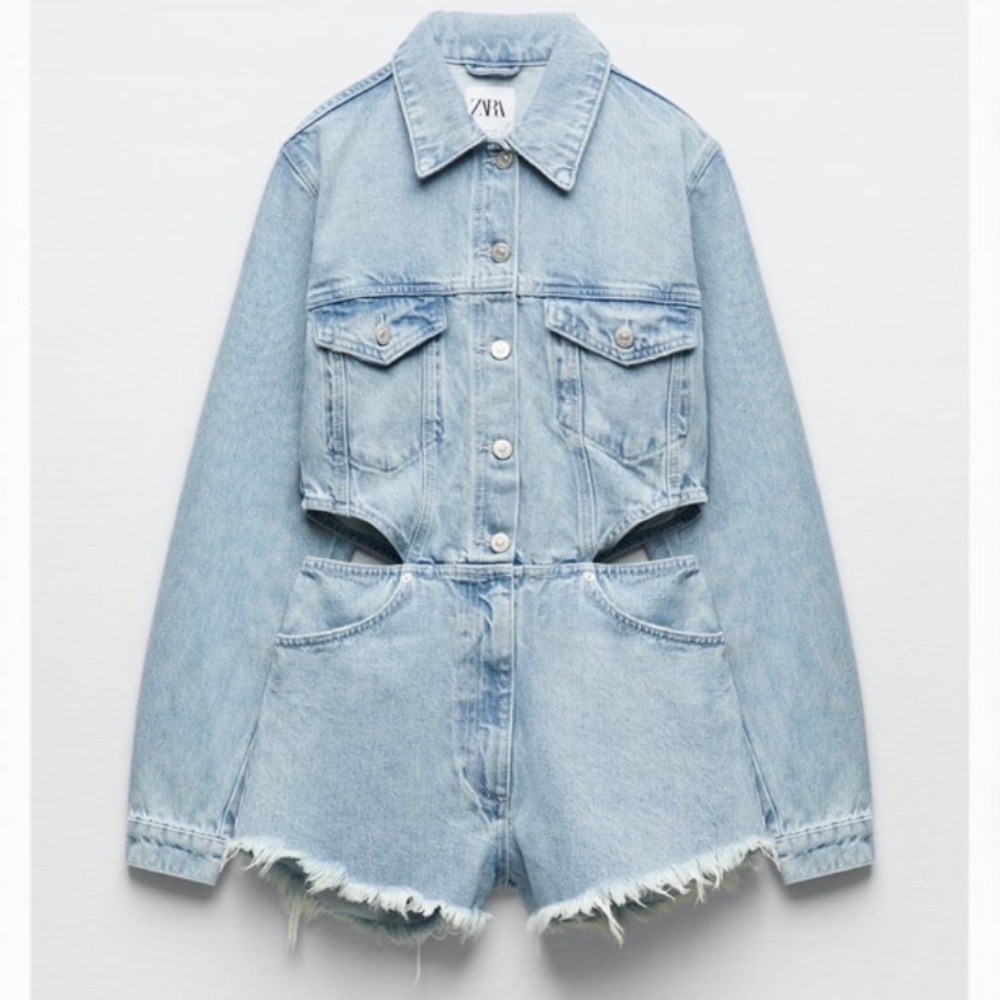 Zara cut out denim jumpsuit